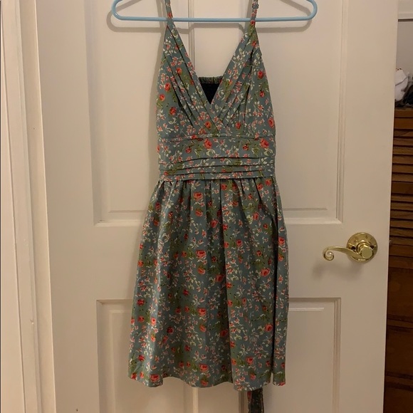 Asos Blue Floral Smocked Tea Dress Small - Picture 5 of 6